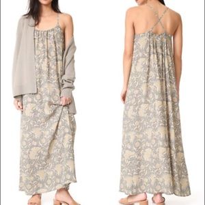 VINCE Floral Maxi Silk Slip Dress in Natural